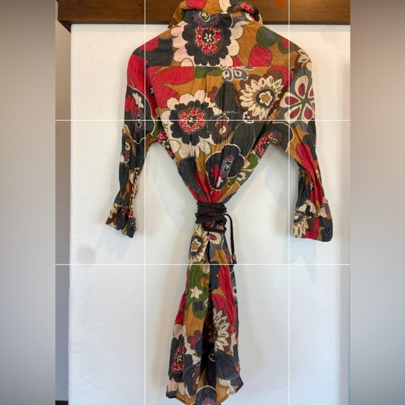 Floral Button-Up Dress with Belt - Picture 3 of 10